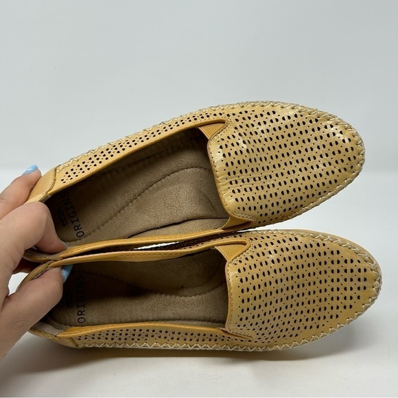 Earth Origins Lark Lizzy Amber Yellow Leather Perforated Loafers Size 9 - Picture 10 of 12